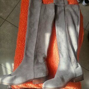 Super Cute Over The Knee Suede Like Boot. Beige Knee-High Women's Boots